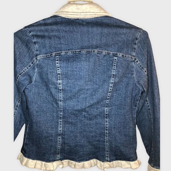 NorthStyle Denim & Fleece Jacket Vintage Style with Ruffle peplum Size Small - Picture 6 of 11